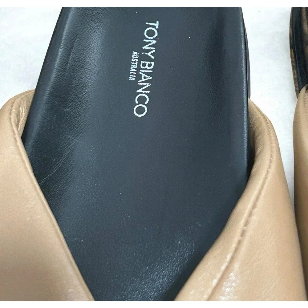 TONY BIANCO Ives Leather Slide Sandals Taupe Brown Black Sole EU 36 Comfort